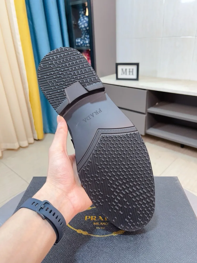 Men's shoes 💰540🌹🌹【PRADA Leather Shoes】Top purchasing agency Original imported Italian custom-made open-edge beaded cowhide leather surface, fully imported water-dyed breathable cowhide lining, original factory special molded sole super comfortable, size: 38-44